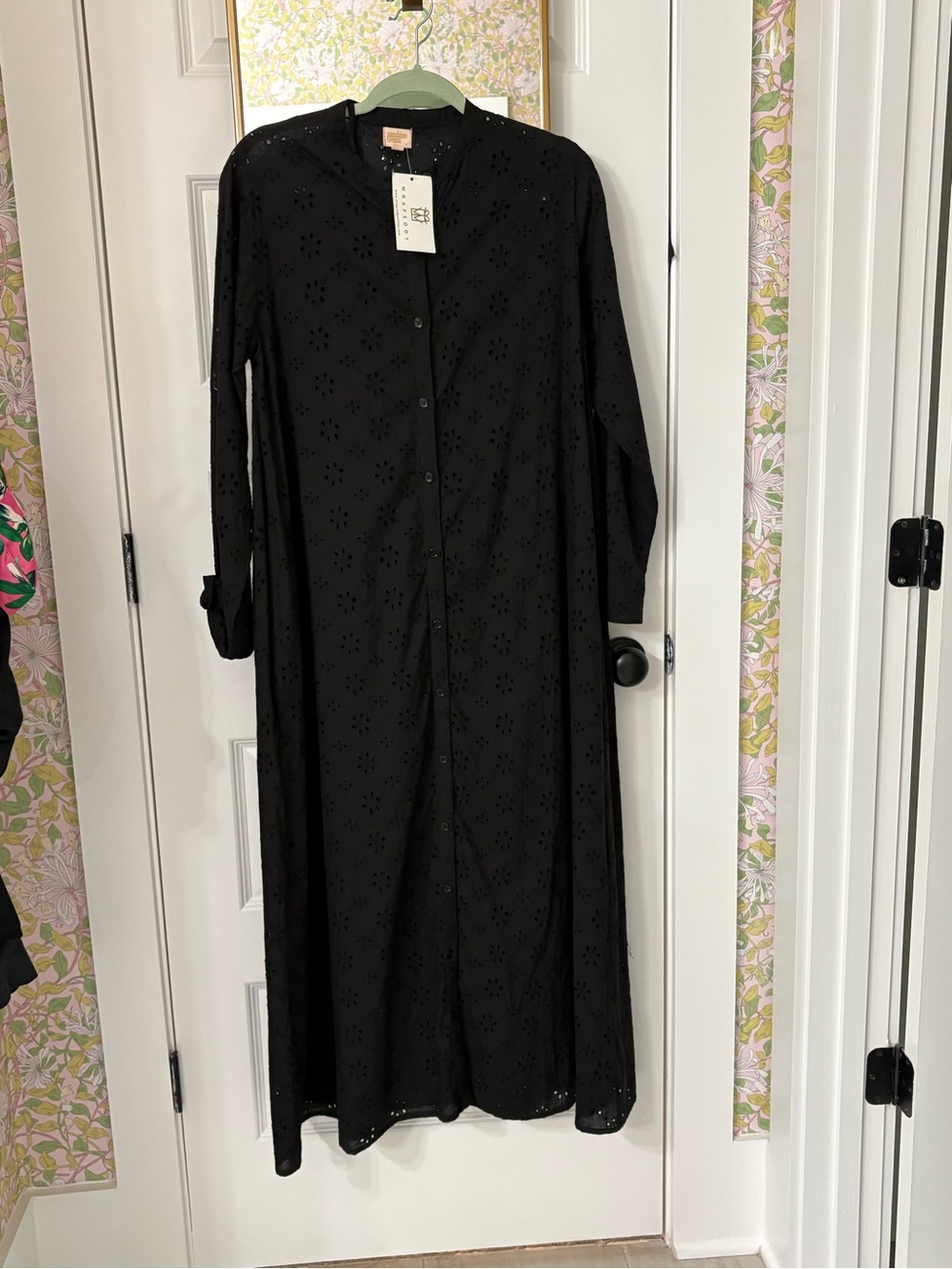 Sunshine Tienda Long Black Eyelet Dress